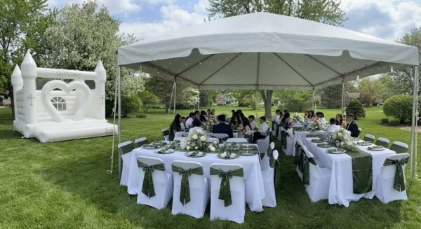 Full 2027 Communion Package (Tent, Bounce House, Tables & Decorated Chairs)